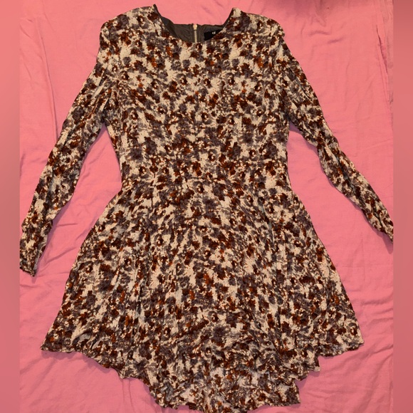H&M | Dresses | Hm Long Sleeve Dress Black Brown Cream | Poshmark